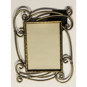 Vtg Art Nouveau Victorian Ornate Brass Scroll Whiplash Curves Frame 5”x7” Photo